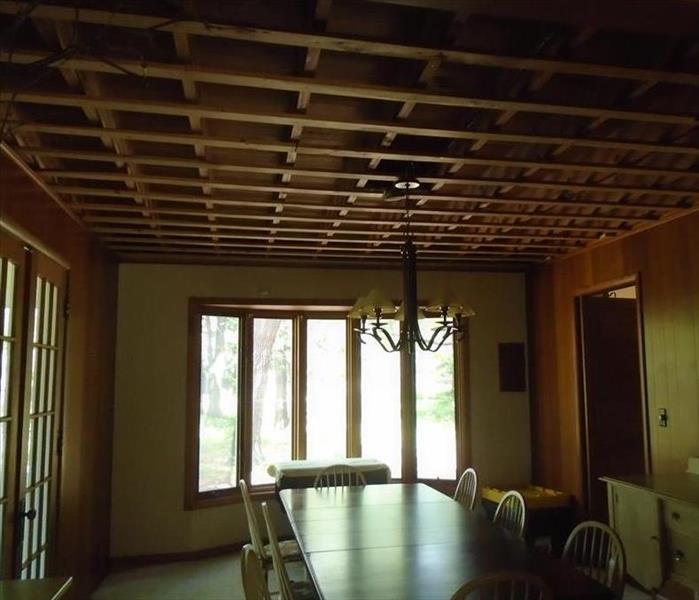 Picture of dining room ceiling after removal.